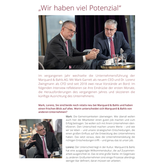 May 2019

Für den Geschäftsbericht der Marquard & Bahls AG fotografierte ich die Vorstände Mark Garett und Lorenz Zwingmann. 